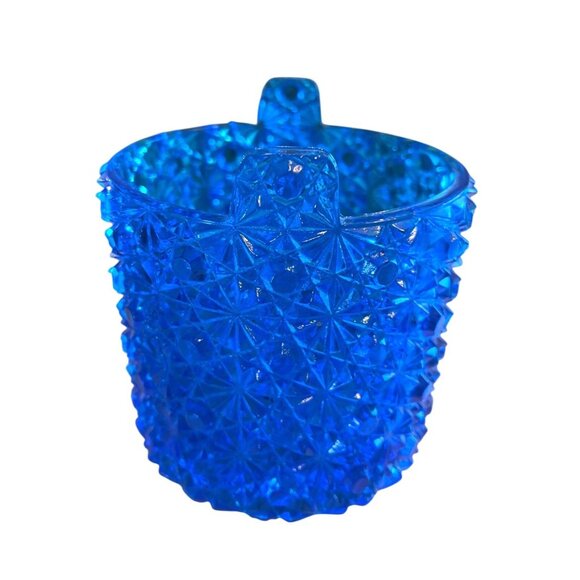 Vtg Fenton Daisy & Button Blue Pressed Glass Candy Jar Missing Lid Decorative Ac - Picture 2 of 4